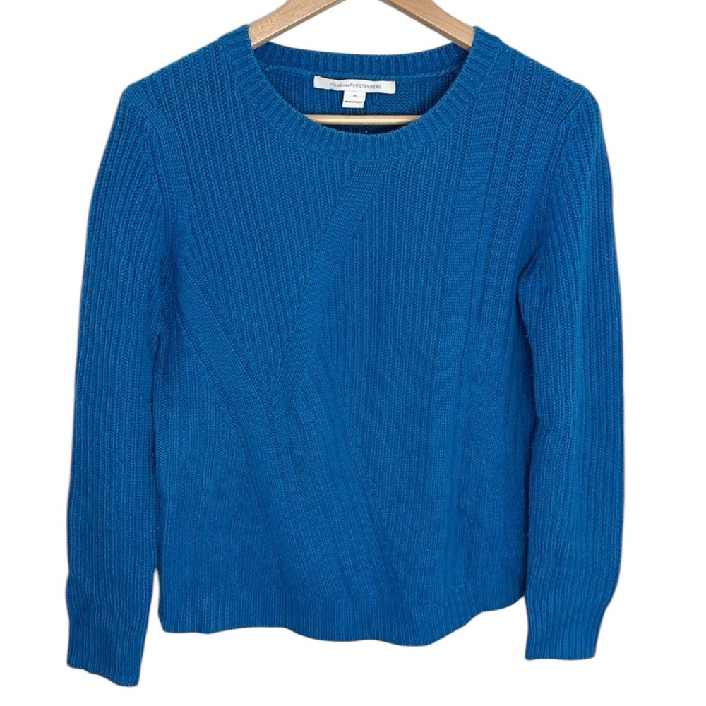 Diane Von Furstenberg Royal Blue Wool Cashmere ribbed sweater size M